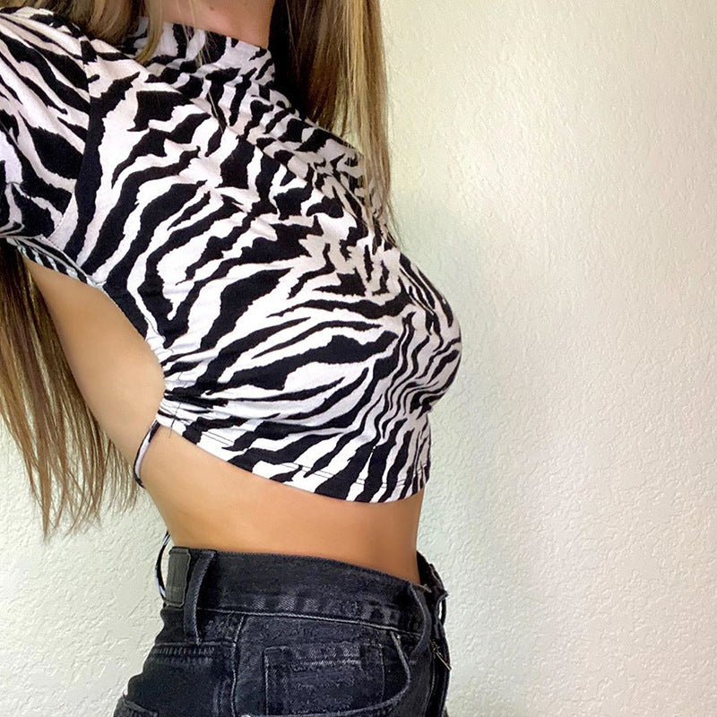 Zebra Print Backless Top Damen