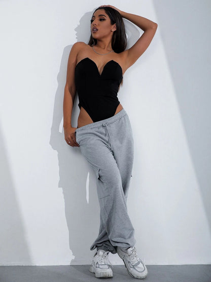 V-Chest Slim Top Damen