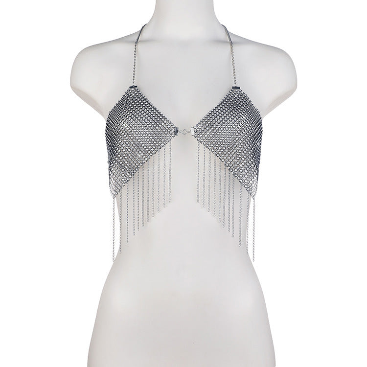 Sequins Necklace Top Damen