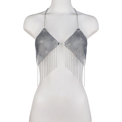 Sequins Necklace Top Damen